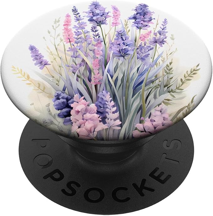 A Lavender Bouquet in Purple Watercolors A Flowery Lavender PopSockets Adhesive PopGrip