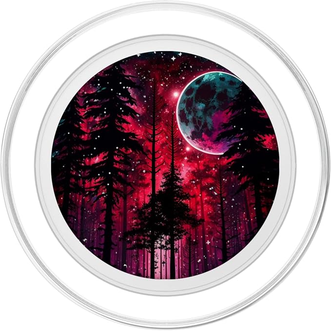 Red Purple Galaxy Moon Forest Stars for Men and Women PopSockets Adhesive PopGrip
