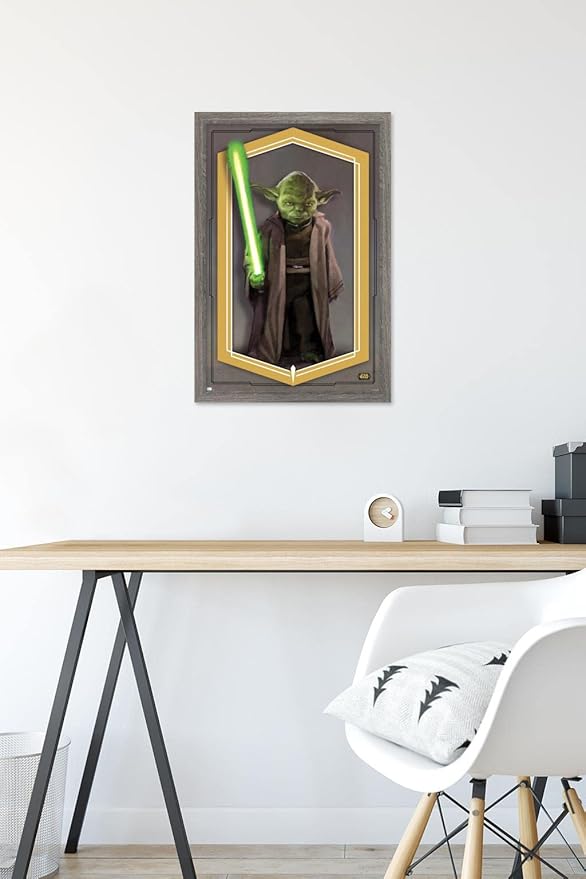 Trends International Star Wars: The High Republic - Yoda Wall Poster, 14.725" x 22.375", Barnwood Framed Version