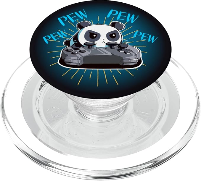 Funny Gamer Pew Pew Panda PopSockets PopGrip: Swappable Grip for Phones &amp Tablets PopSockets Adhesive PopGrip