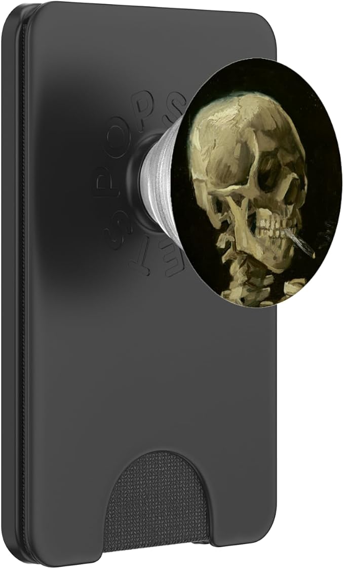 Skull of a Skeleton with Burning Cigarette Van Gogh Art PopSockets Adhesive PopGrip