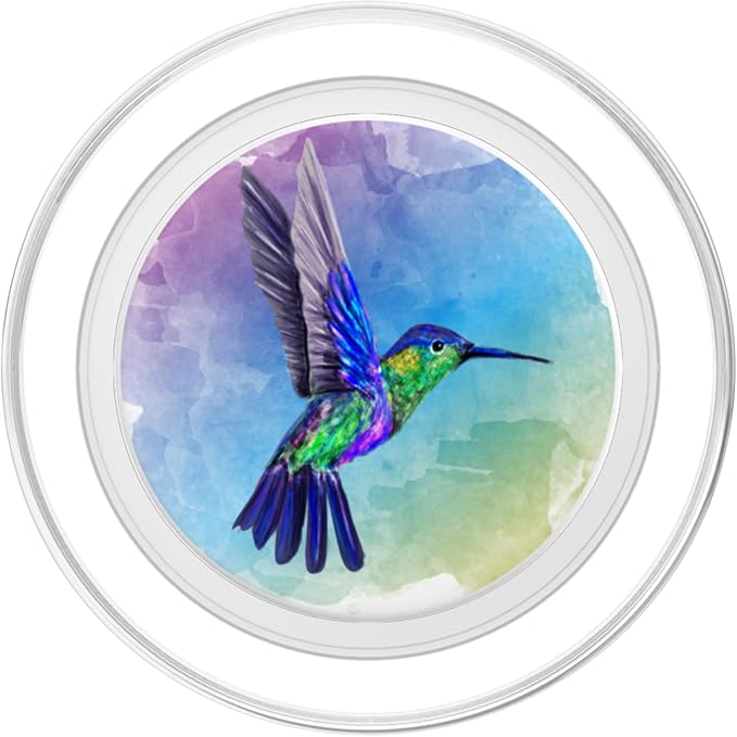 Colorful Watercolor Nature Blue Hummingbird Colorful Bird PopSockets Adhesive PopGrip