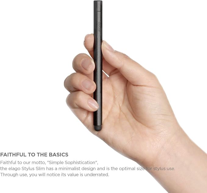 elago Premium Aluminum Slim Stylus Pens for All Touch Screen Tablets | Soft Touch Pen-Point Precise Touch and Control Extra Rubber Tip Included Ergonomic Grip Comfortable Grip (Black)