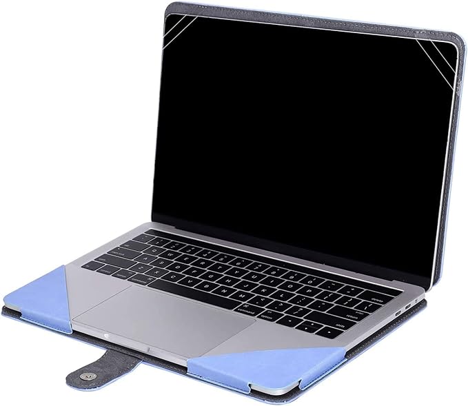 MOSISO Case Compatible with MacBook Air 13.6 inch M4 M3 M2 2025-2022 /Air 13 M1 2022-2018 /Pro 13 inch M2 M1 2025-2016, PU Leather Portfolio Protective Stand Cover, Serenity Blue