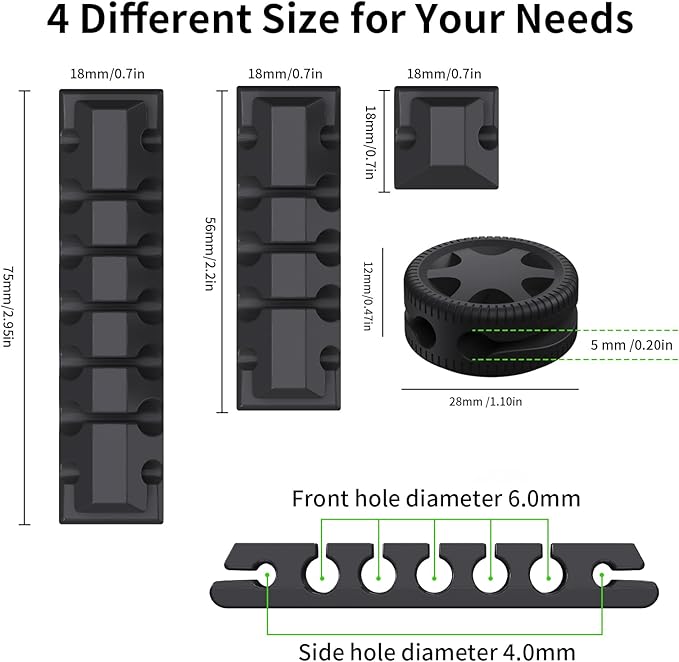 XenovaX 9 Pack Cord Organizer Clips - Desk Cable Management Clips, Cable Holder for Charger Wires, Phone Charger Cord Holder Clips for Desk, Office, Car, Home, Cubicle, Nightstand