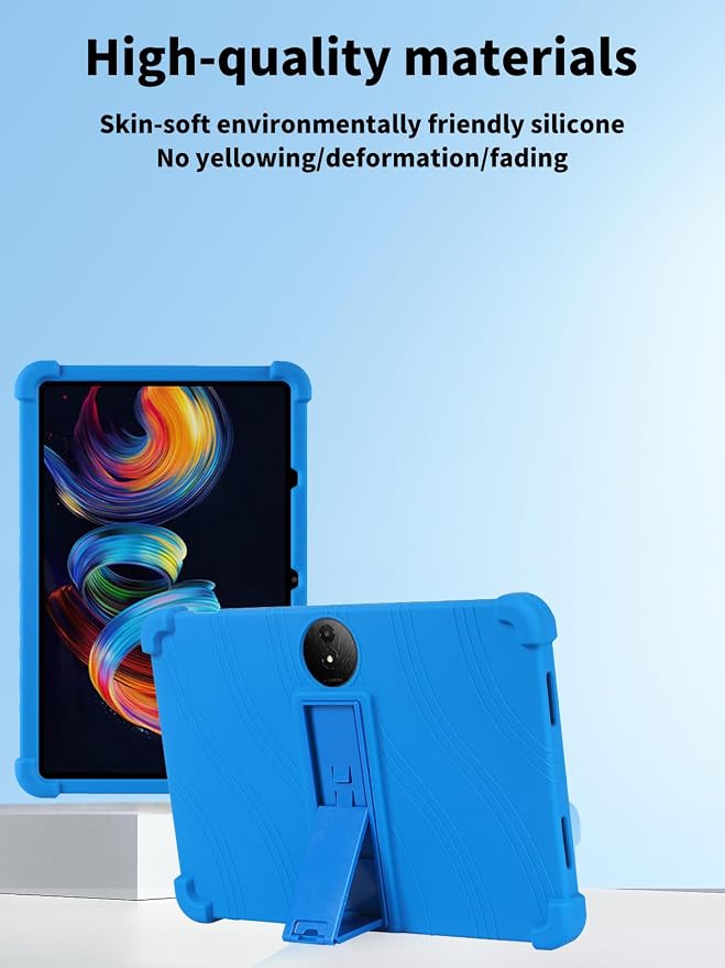 Case for TCL NXTPAPER 11 Plus Tablet 11.5inchNOUKAJU Tablet Protection CaseAdjustable BracketSoft SiliconeSilicone Protection Cover for TCL NXTPAPER 11 Plus(Blue)