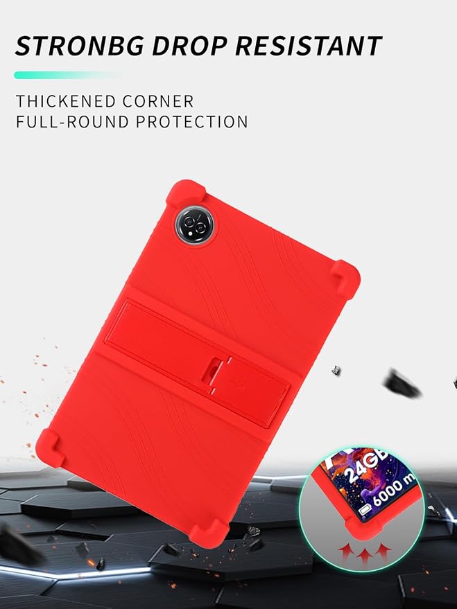 Case for Raemond K80 Tablet 10 Inch Android 15WUNIAK Hollow Back DesignHeat Dissipation Shockproof Lightweight Adjustable Kickstand Silicone Shell&ampKids Friendly Soft CaseBlack