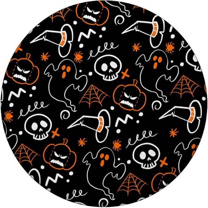 Ghost Skeleton Pumpkin Witch Hat Cute Halloween Pattern PopSockets Adhesive PopGrip