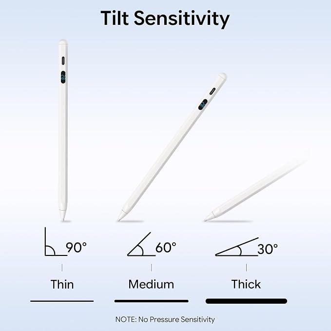LED Battery Display Stylus Pen Dual Modes Fast Charge Universal Active Digital Pencil for iPad iPhone Samsung Android &lt2ms Low Latency Tilt Sensitivity for Drawing Note Taking No Bluetooth Styl