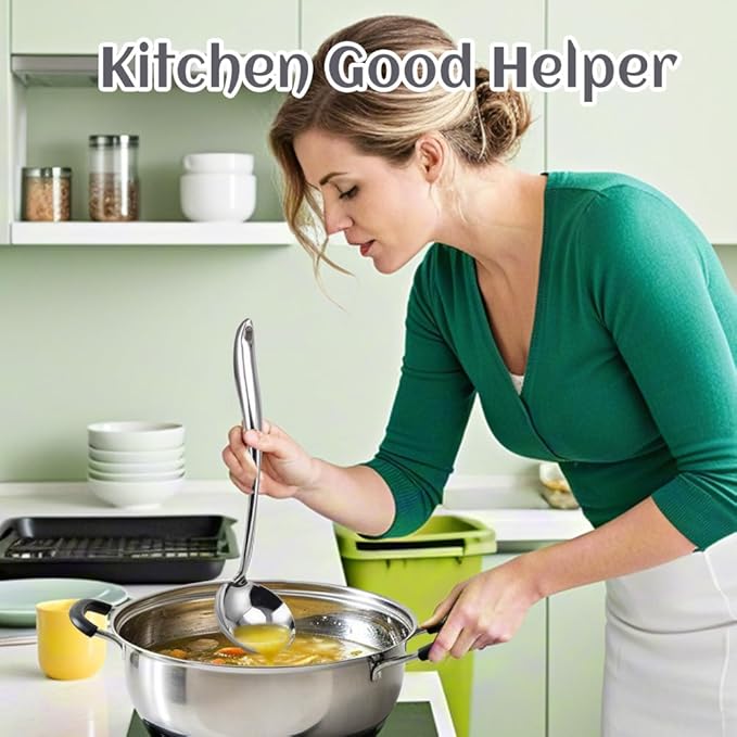 VALESKA 6PCS Stainless Steel Cooking Utensils Set,Metal Kitchen Utensils Set, Include Wok Spatula Stainless Steel,Metal Pasta Spoon and etc,Easy to Clean
