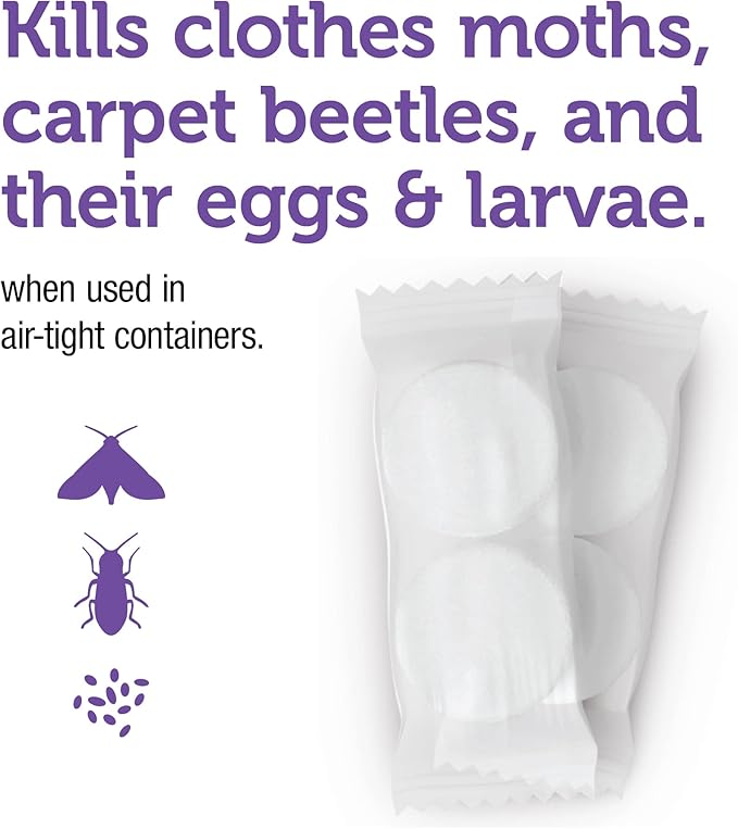 Enoz Lavender Scented Moth Ball Packets: Kills Clothes Moths, Carpet Beetles, Eggs and Larvae (6 oz Bag, 6 Pack)