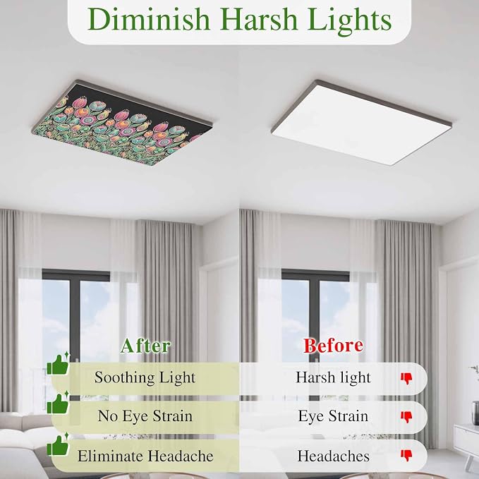 Fluorescent Light Covers for Ceiling Lights Colorful Flowers Magnetic Light