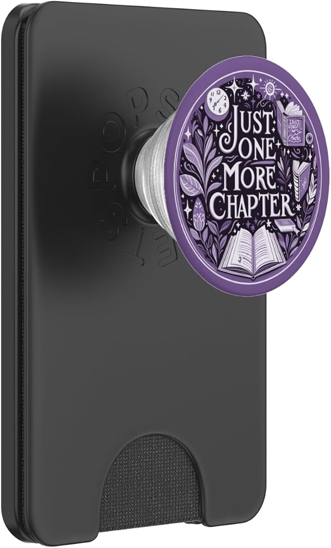 Just One More Chapter Bookish Book Reading Botanical Purple PopSockets PopGrip for MagSafe