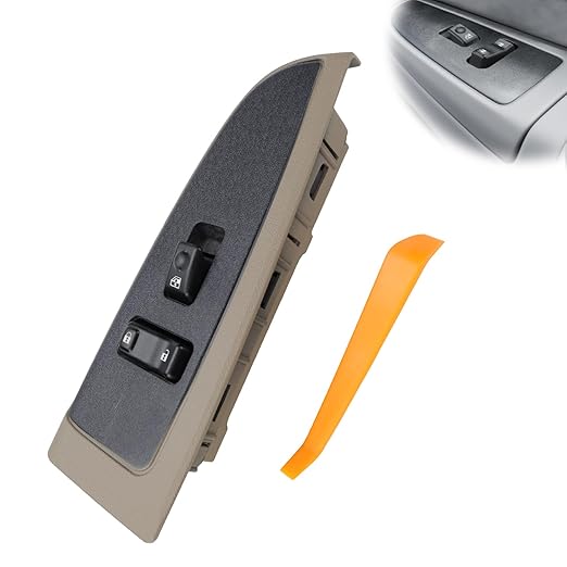 Flecto 19115820 Power Window Switch Front Passenger Side with Door Lock & Tan Bezel Compatible with 03-07 Chevy Avalanche Silverado Suburban Tahoe GMC Yukon Sierra Cadillac Escalade, Replace 920-020