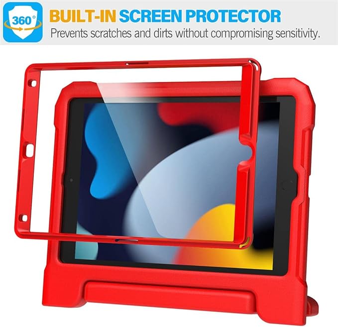 SUPLIK Kids Case for iPad 9th/8th/7th Generation -10.2 inch 2021/2020/2019 Built with Screen Protector Durable Shockproof Handle Stand Case for Apple iPad Gen 9/8/7 Black