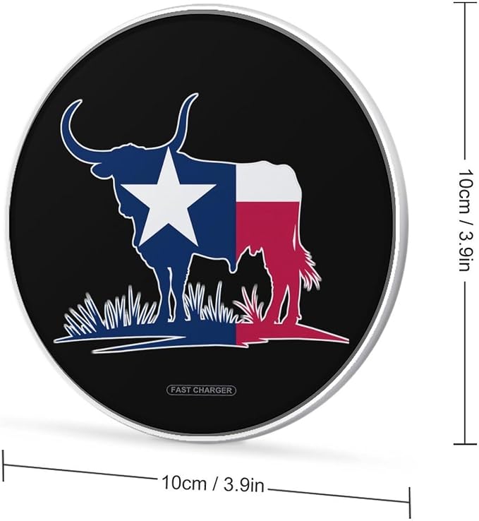 Texas Flag Longhorn Cow Wireless Charger Portable Charging Pad | LightweightAll Smartphone