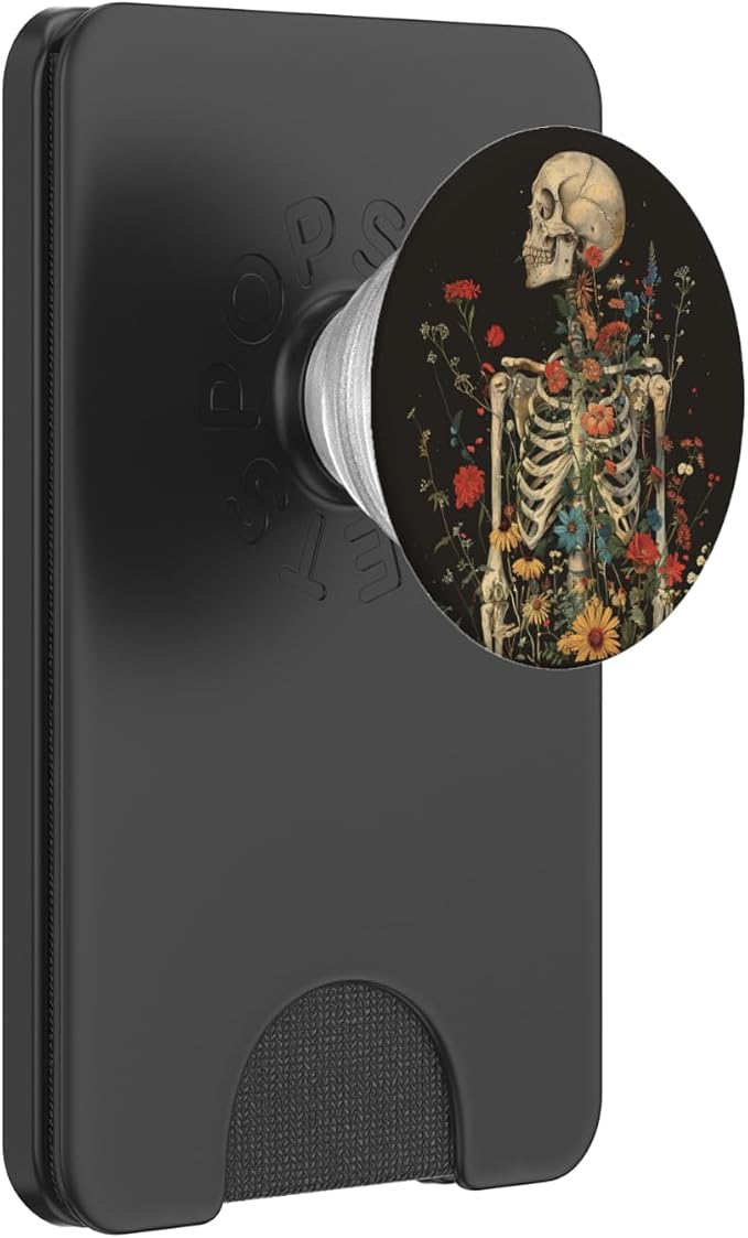 Skeleton Skull Dark Nu Goth Pastel Goth Aesthetic Flower PopSockets Adhesive PopGrip