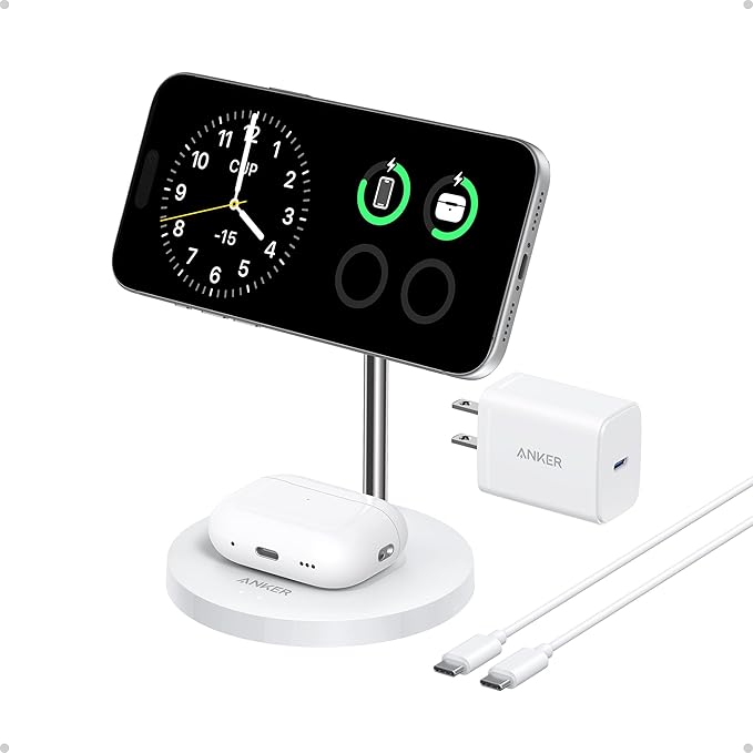 Anker MagSafe Compatible MagGo Charger Stand iPhone 17 Wireless Charger 2-in-1 Charging Station &amp Prime 3-in-1 Charging Station AirCool Wireless Charger