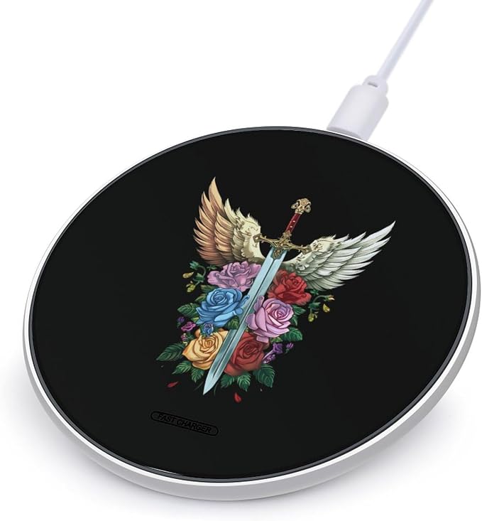Knighthood Winged Sword Wireless Charger SlimWireless Charging Pad Anti-Slip Charger Mat for Men Women