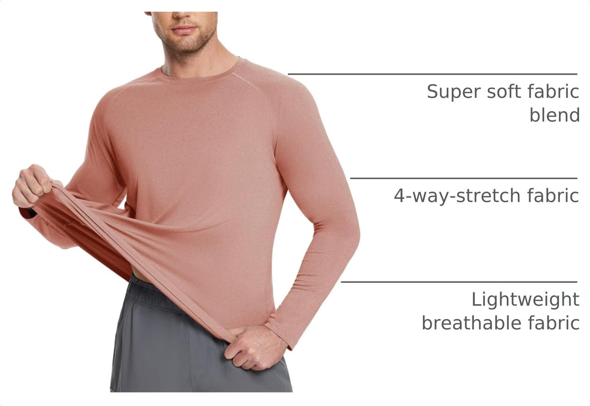 baleaf Men's Sun Protection Shirts Long Sleeve 01-Orange Red Heather L