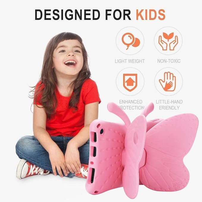 Simicoo Fire Max 11 Tablet 2023 Cute Butterfly Case with Stand for Kids Girl Light Weight EVA Rugged Shockproof Full Cover Kids Friendly Kids case for Fire Max 11(Blue)
