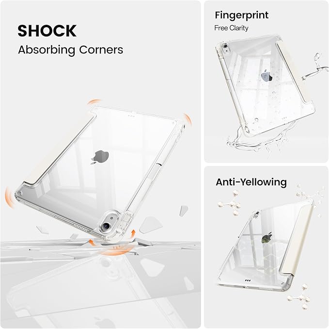 Clear Case for New iPad Pro 11 Inch Case M5/M4 2025/2024 (6th/5th Generation) Slim Shockproof TPU Cover with Pencil Holder Multi-Angle Stand &amp Auto Wake/Sleep (Black)