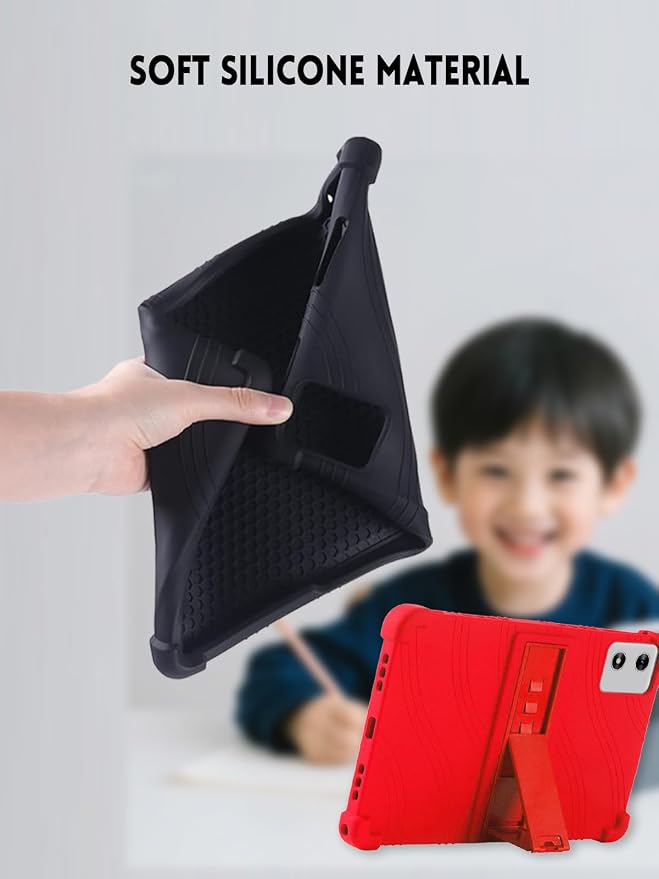 10 Case for SVITOO Tab 10/P10/PL001 Android 15 Tablet (Black) | Soft Silicone Kids Friendly Protective Cover with Adjustable Stand Drop-Proof