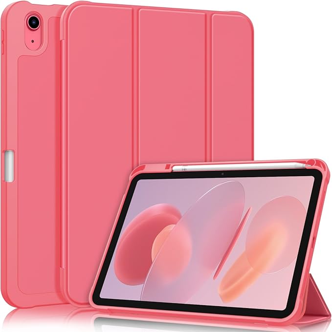 Fintie SlimShell Case for iPad (A16) 11th Generation 11 Inch (2025), iPad 10th Generation 10.9 Inch (2022) - Flexible Soft TPU Stand Back Cover with Pencil Holder, Pink