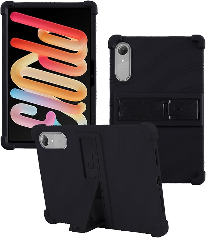 Case for Lenovo Idea Tab Pro Gen 2WUNIAK Shock Proof Lightweight Stand Rubber Shell Protective CoverKids Friendly Soft Silicone Adjustable Stand CoverBlack