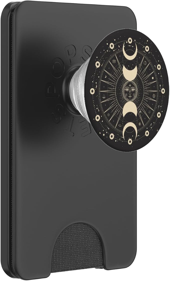 Sun and Moon Phases Astrology Space Stars Black PopSockets Adhesive PopGrip
