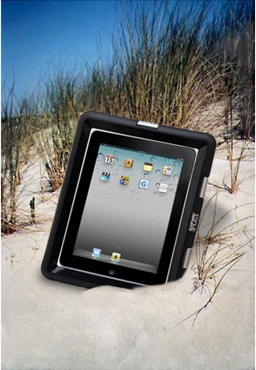 Pyle Universal iPad Waterproof Case Marine Water Resistant IPX8 Outdoor Rugged Heavy Duty Tough Durable Shockproof Dustproof Protective Case with Screen Protector and Headphone Jack (Black)