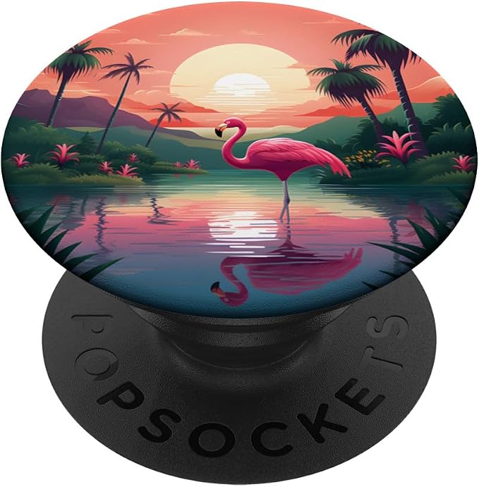 Pink Flamingo Lake Sunset PopSockets Adhesive PopGrip