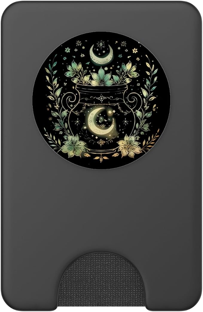 Vintage Witchy Wicca Witch Cauldron Crescent Moon Witchcraft PopSockets PopGrip for MagSafe