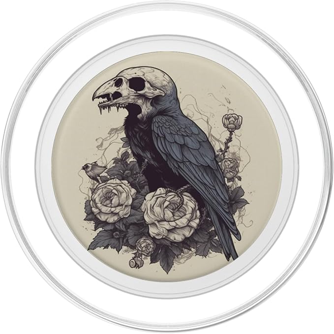Dark Academia Crow Vintage Raven Roses Flower PopSockets Adhesive PopGrip