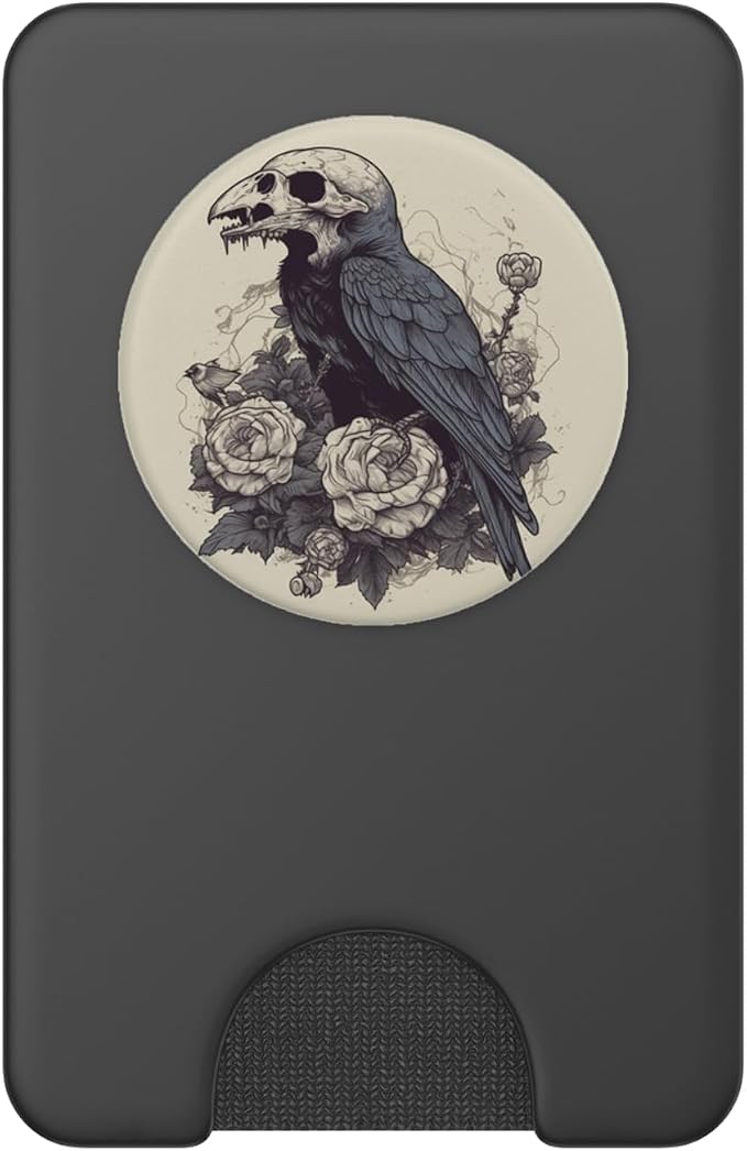 Dark Academia Crow Vintage Raven Roses Flower PopSockets Adhesive PopGrip
