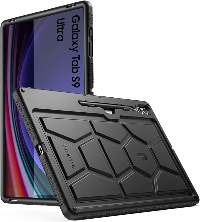 Poetic TurtleSkin Case for Samsung Galaxy Tab S10 FE Plus (2025 Release) 13.1 inch Case with S Pen Holder Heavy Duty Shockproof Kids Friendly Protective Silicone Cover Black