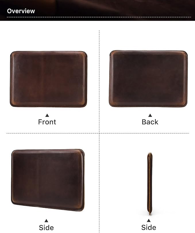 Top Grain Leather 12.9 Tablet Sleeve Slim Protector Vintage Design Fully Handmade Compatible with 12.9 iPad Pro 3/4/5/6 Gen Fits A2233 A2069 A2378 A2379 A2461 A2462 Coffee 12.9 Inch