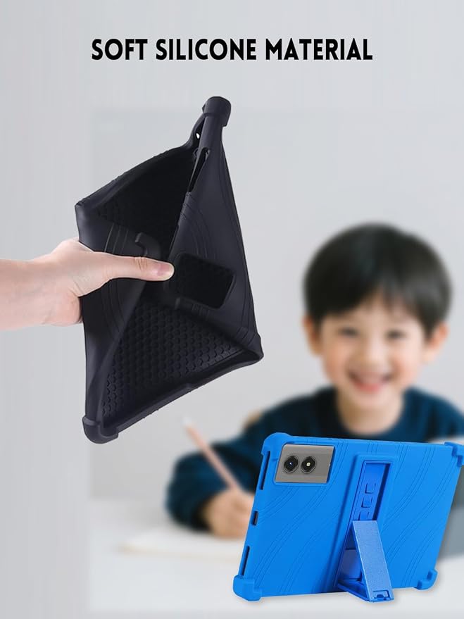 Case for TABWEE T50 Tablet 11 Inch (Black) | Soft Silicone Kids Friendly Protective Cover with Adjustable Stand Drop-Proof