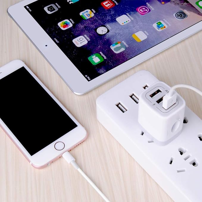 Wall Charger AILKIN 3.1A MultiPort Fast Charger Plug Travel Home Power Adapter Quick Charging Block Base Boxed for iPhone 15 14 13 12 11 10 8 7 Pro Max Mini Samsung Galaxy Pixel Kindle USB Brick