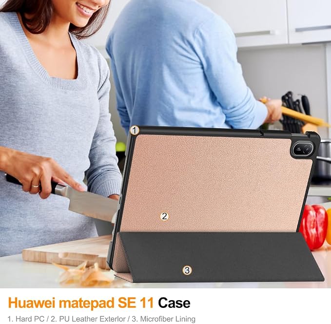Kepuch Custer Case Compatible for Huawei MatePad SE 11 2024Ultra-Thin PU-Leather Hard Shell Cover - Black