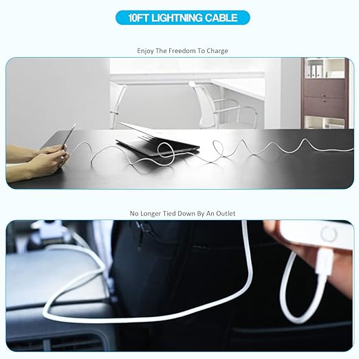 For iPad Charger [ Apple MFI Certified ] 10FT Long for iPad Chargers Lightning Cord Cable Fast Charging USB Wall Charger Block Foldable Plug for iPad7/ 8/9 GenerationiPadAiriPadMini iPadProiPhone