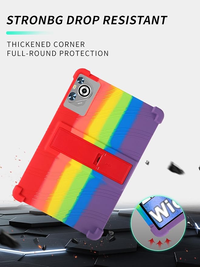 Case for Dghrti TAB30 2025 Android 14 Tablet 10.1 Inch，WUNIAK Shock Proof Lightweight Stand Rubber Shell Protective CoverKids Friendly Soft Silicone Adjustable Stand CoverBlack
