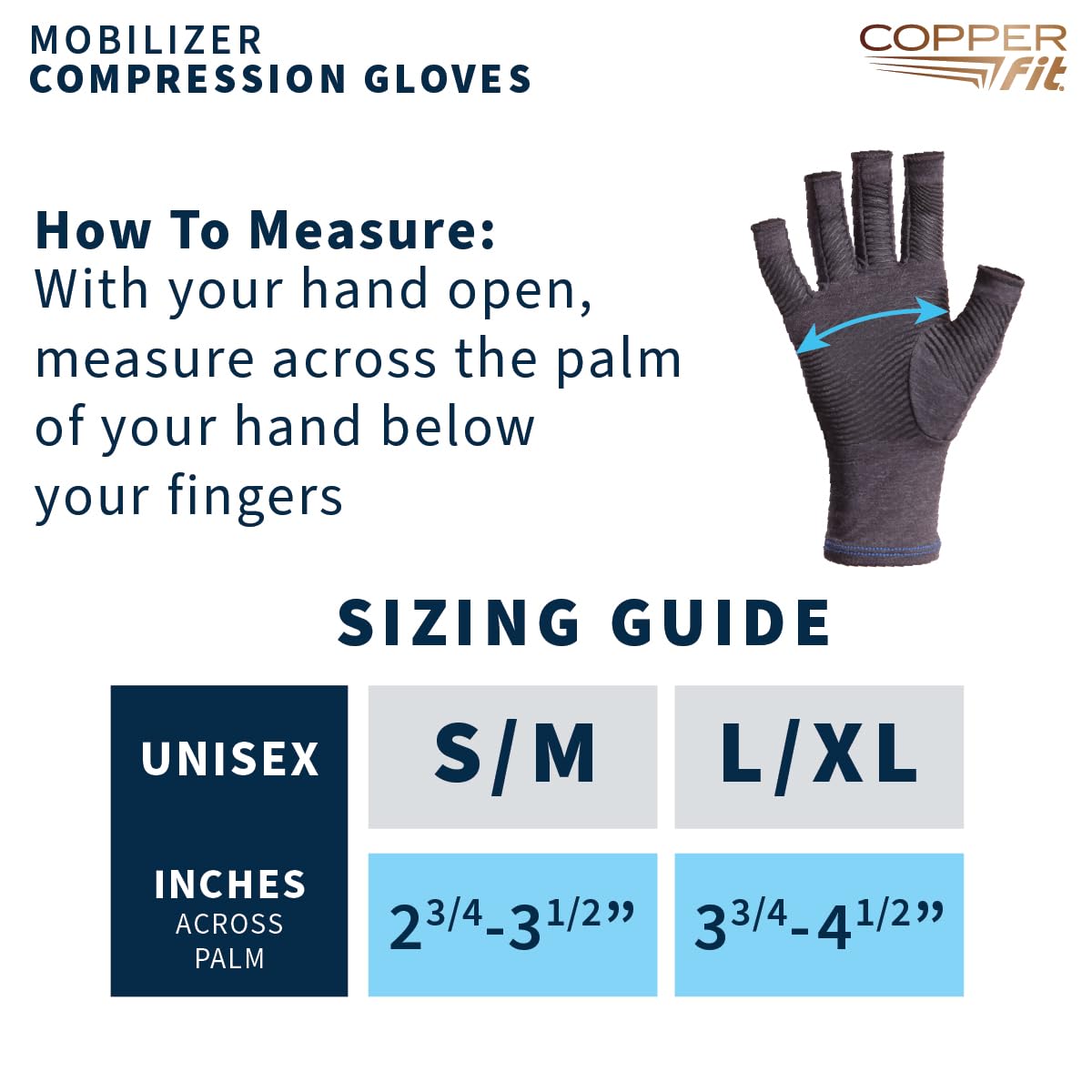 Copper Fit Mobilizer Compression Gloves (Small,Medium)