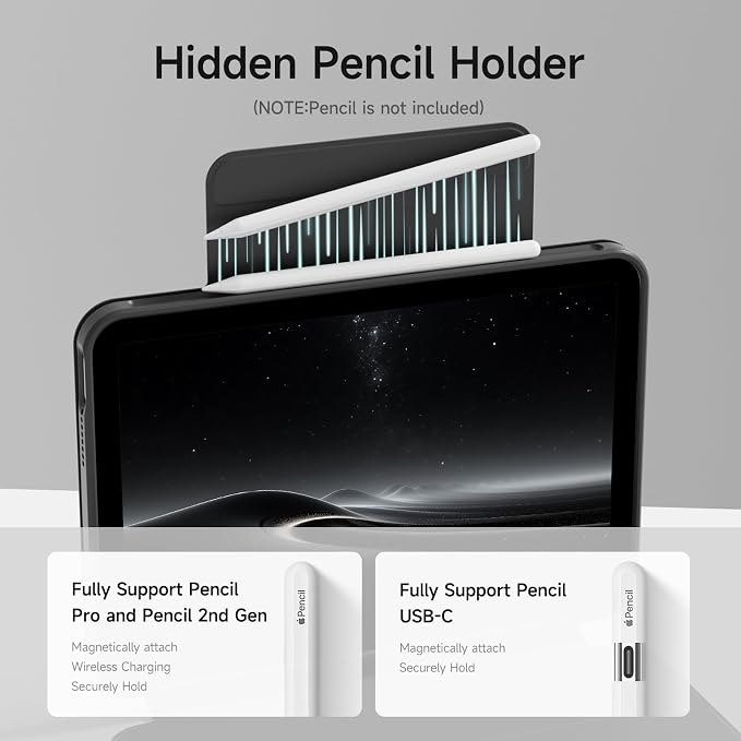 kenke Smart Case for iPad mini 7 A17 Pro/iPad mini 6 8.3 Inch Black | iPad Mini Case 2024/2021 Detachable Magnetic Clear Hard PC Back Slim Trifold Stand Cover Auto Wake/Sleep Touch ID