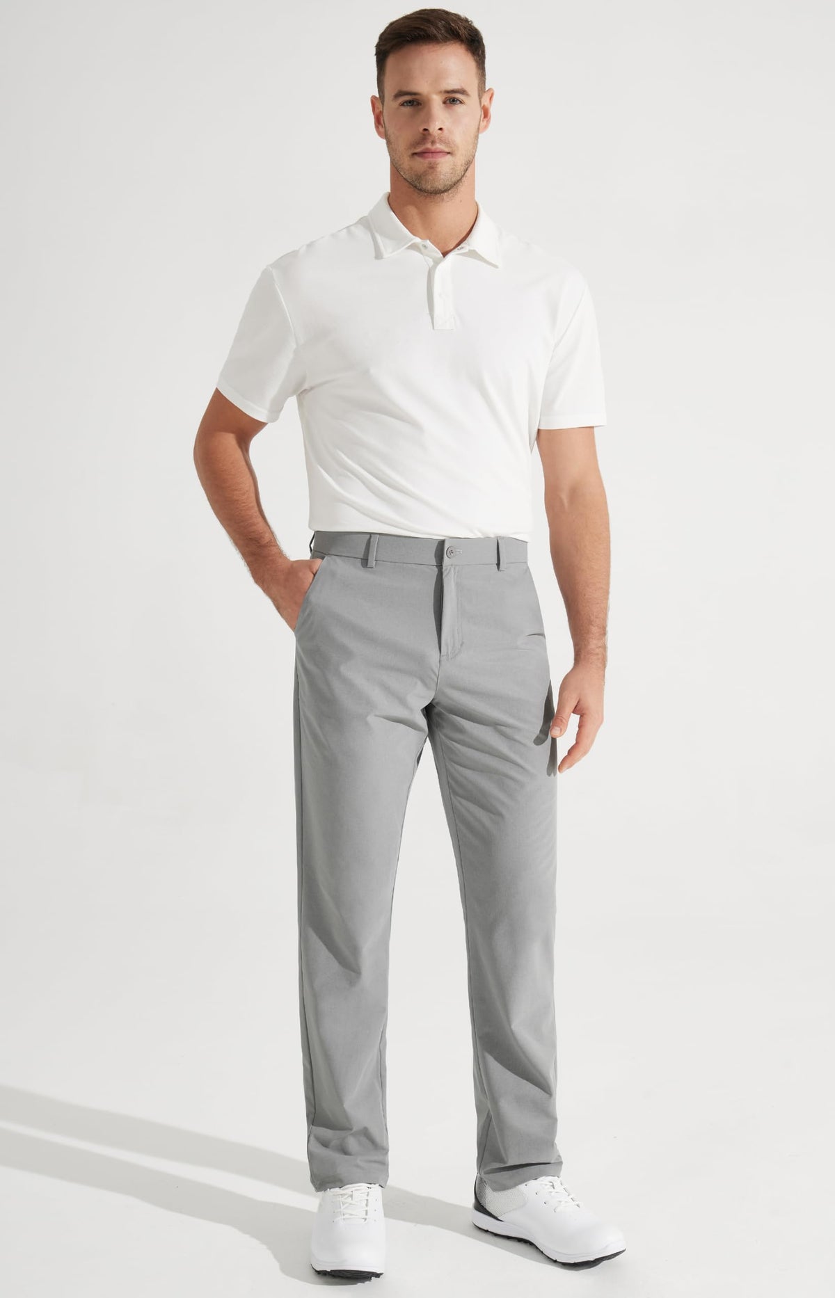 Libin Men's Work Pants 34" Comfy Golf Clothing Light Grey 44W x 34L