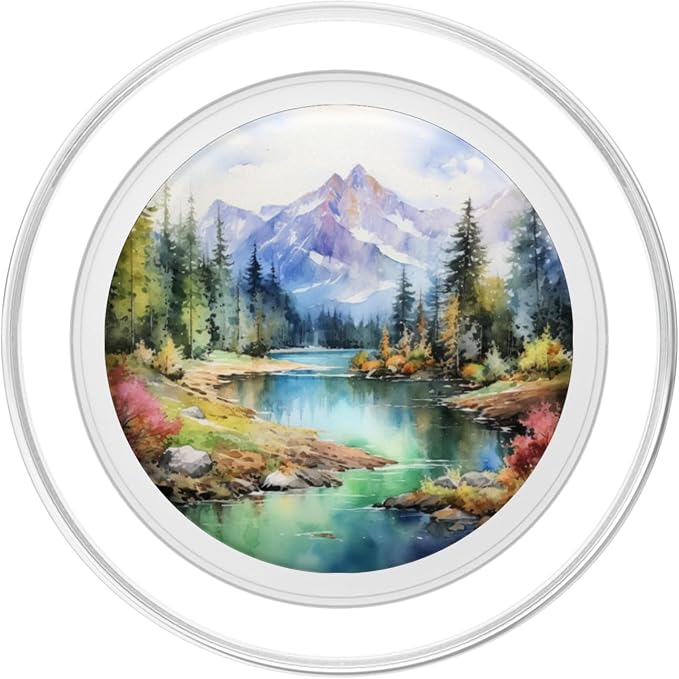 Watercolor Mountains Landscape Lake Nature PopSockets PopGrip for MagSafe