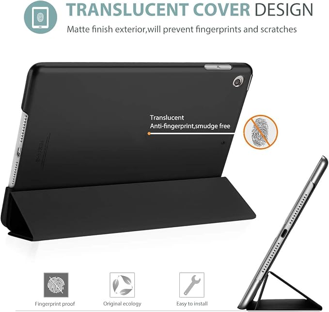 ProCase iPad 10.2 Case 2021 9th Gen/ 2020 8th Gen/ 2019 7th Gen Case with Tempered Glass Screen Protector Slim Stand Hard Shell Protective Smart Cover for 10.2” iPad 9th/8th/7th Generation -Black