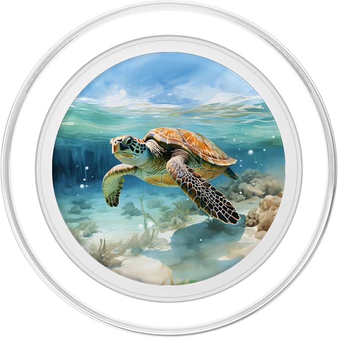 Green Sea Turtle Relaxing Watercolor PopSockets PopGrip for MagSafe
