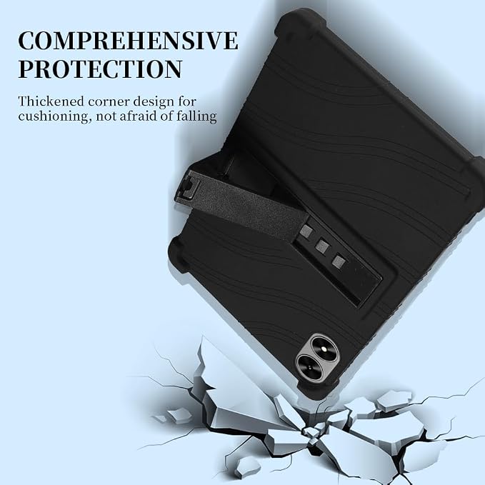 for SHARECLOUD P10_T Tablet CaseShockproof Lightweight Protective Silicone Adjustable Stand Cover for FIRYMID 1060C/Frameflow P10-A/Kairisy-P10A 10 inch Tablet (Black)