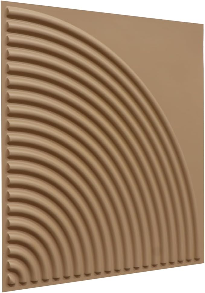 From Plain To Beautiful In Hours 9002 Arc Swell PVC 12 in x 12 in Peel and Stick Wall Panels (Covers / 10 sq.ft), Brown Candy, 10 Piece